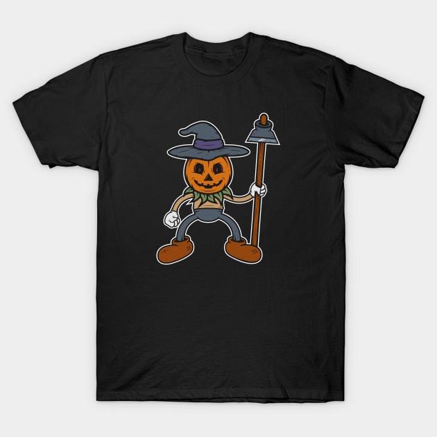 Retro 1930s Halloween Scarecrow Cartoon T-Shirt by UnluckyDevil